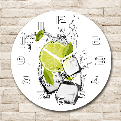 Wanduhr glas rund Limette mit Eis