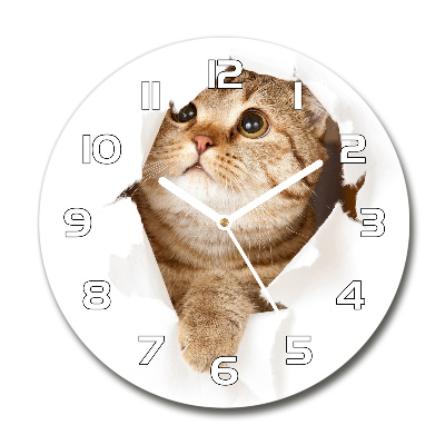 Wanduhr rund Katze