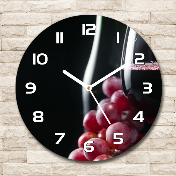 Wanduhr rund Trauben und Wein