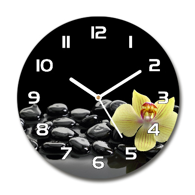 Wanduhr rund Orchidee