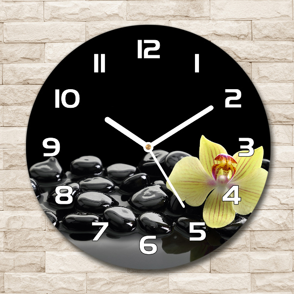 Wanduhr rund Orchidee