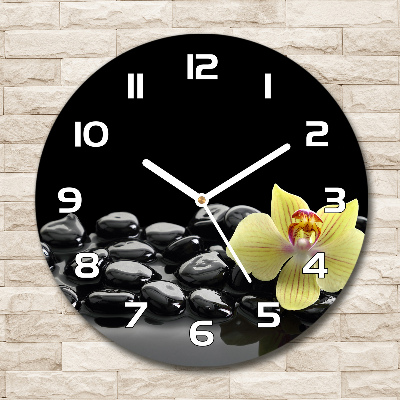 Wanduhr rund Orchidee