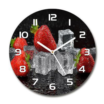 Wanduhr glas rund Erdbeeren mit Eis