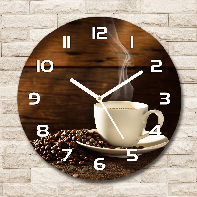 Wanduhr glas rund Eine Tasse Kaffee