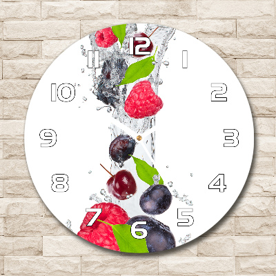 Wanduhr glas rund Obst und Wasser