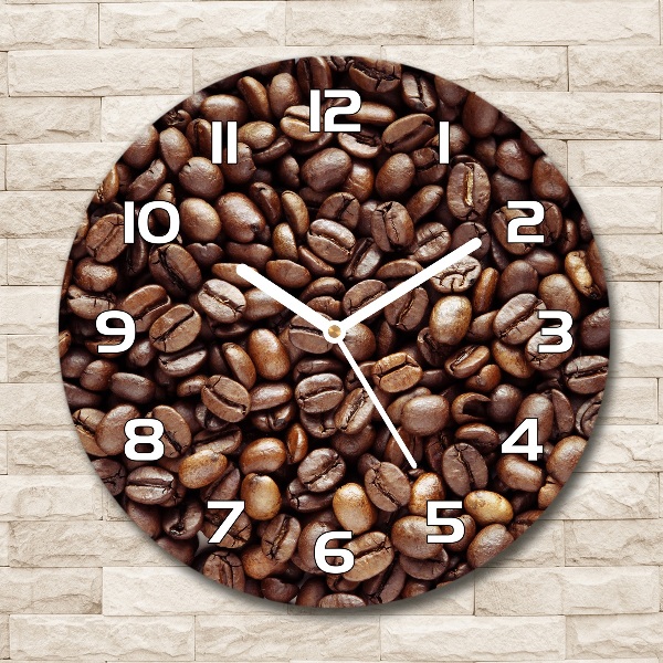 Wanduhr glas rund Kaffeebohnen