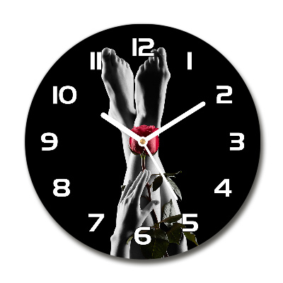 Wanduhr rund Rose und Füße