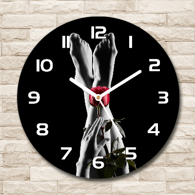 Wanduhr rund Rose und Füße