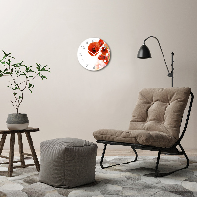 Wanduhr rund Mohnblumen