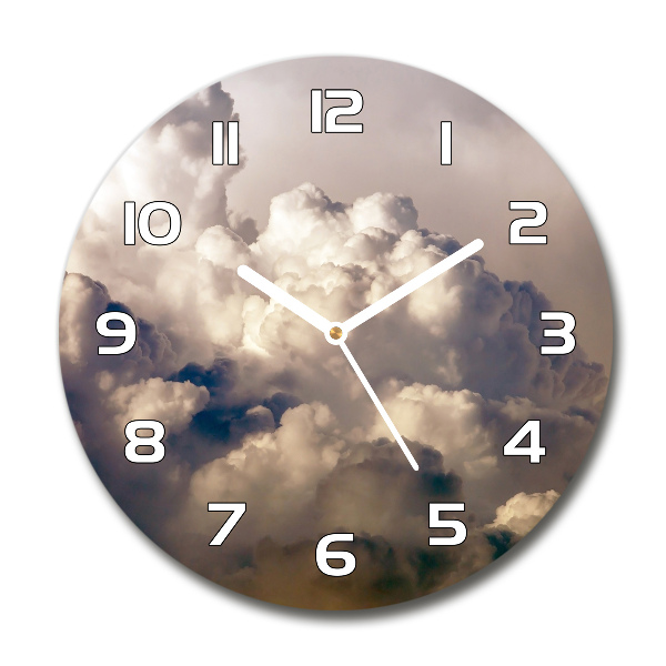 Wanduhr glas rund Wolken am Himmel