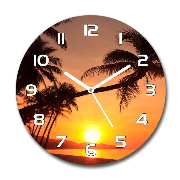Wanduhr glas rund Sunset Beach