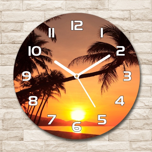 Wanduhr glas rund Sunset Beach