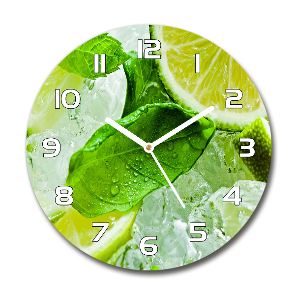 Wanduhr glas rund Limette mit Eis