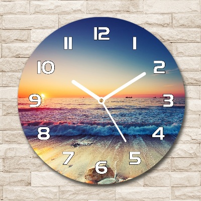 Wanduhr glas rund Sonnenaufgang am Meer