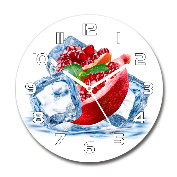 Wanduhr glas rund Granatapfel mit Eis