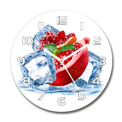 Wanduhr glas rund Granatapfel mit Eis