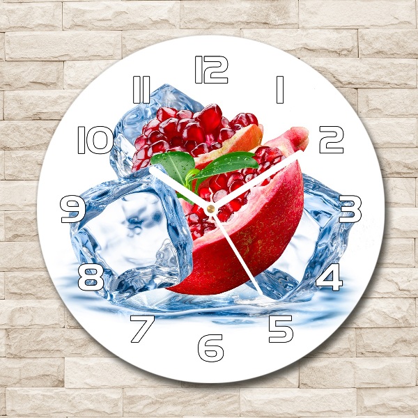 Wanduhr glas rund Granatapfel mit Eis