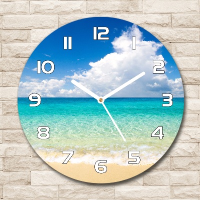 Wanduhr glas rund Paradiesstrand