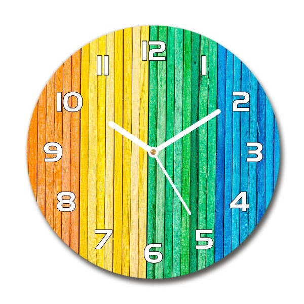 Wanduhr glas rund Bunte Streifen