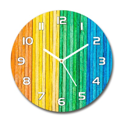 Wanduhr glas rund Bunte Streifen