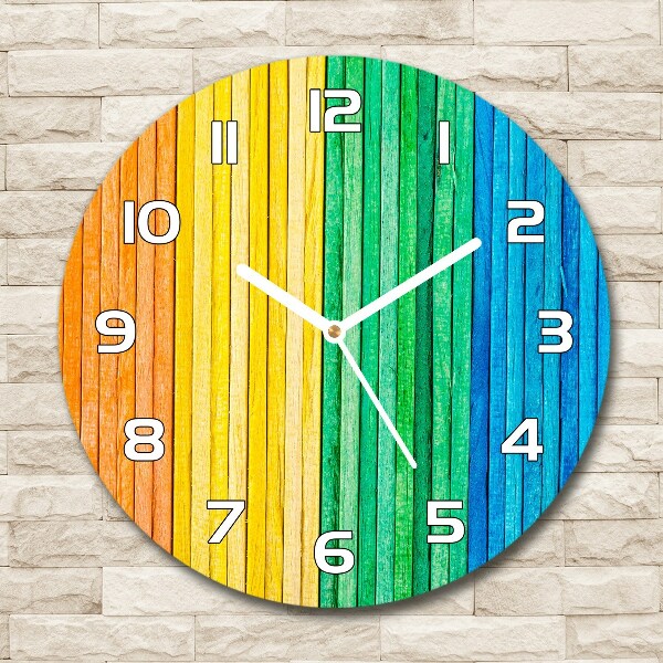 Wanduhr glas rund Bunte Streifen