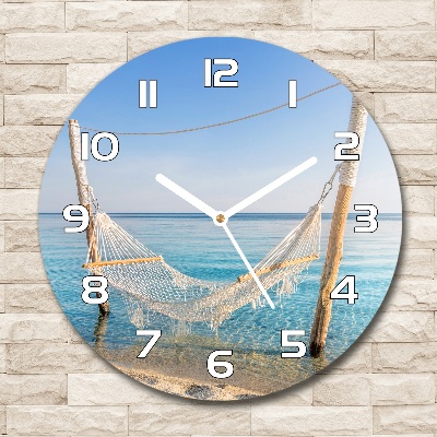 Wanduhr glas rund Hängematte am Meer