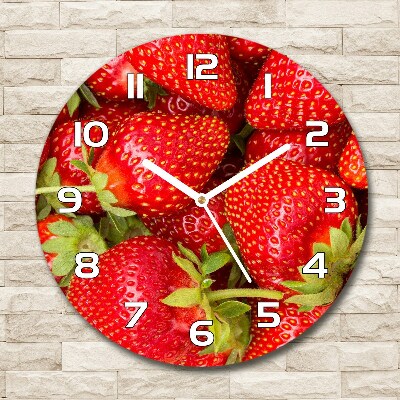 Wanduhr rund Erdbeeren