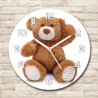 Wanduhr glas rund Teddybär