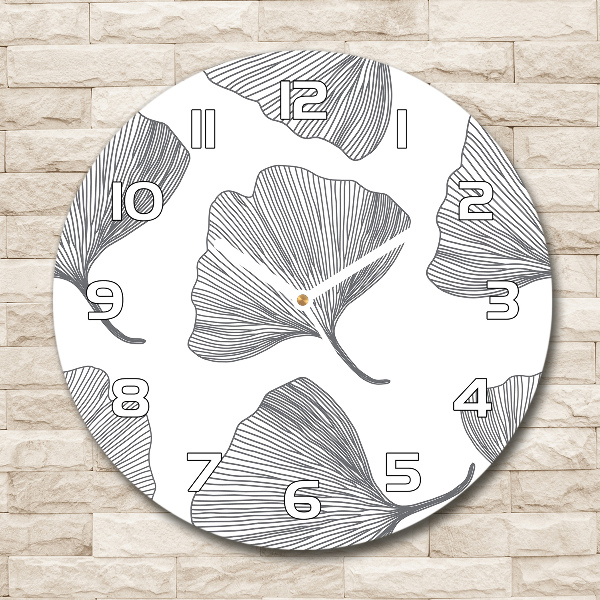 Wanduhr rund Ginkgo