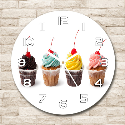 Wanduhr glas rund Cupcakes