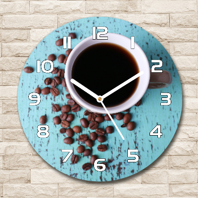 Wanduhr glas rund Schwarzer Kaffee