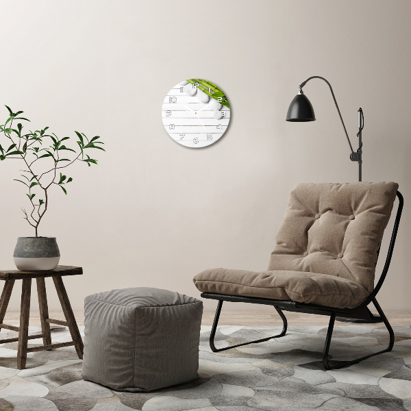 Wanduhr glas rund Bambus