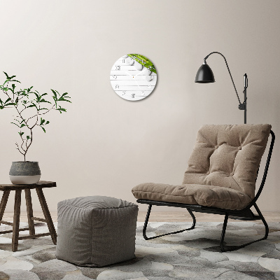 Wanduhr glas rund Bambus