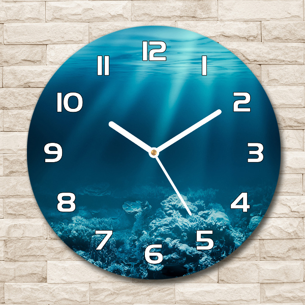 Wanduhr glas rund Unterwasserwelt