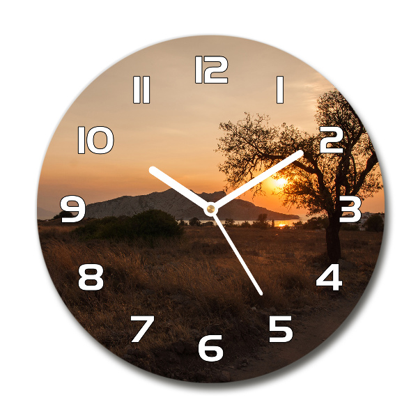 Wanduhr rund Sonnenuntergang