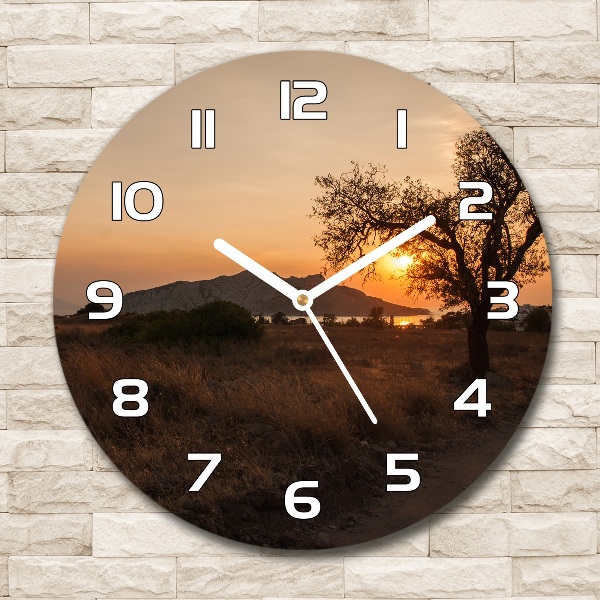 Wanduhr rund Sonnenuntergang