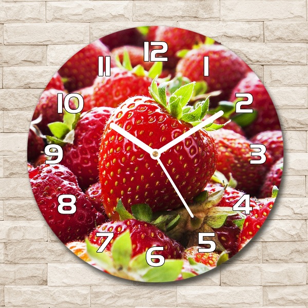 Wanduhr rund Erdbeeren