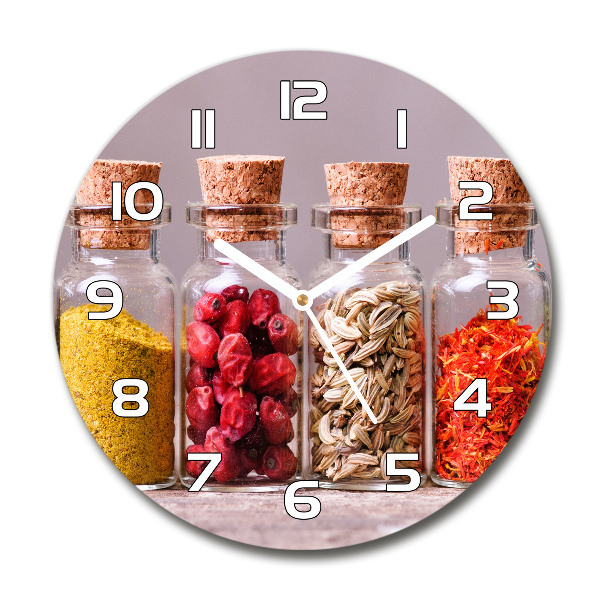 Wanduhr glas rund Bunte Gewürze