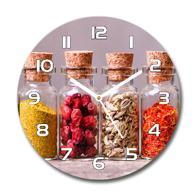 Wanduhr glas rund Bunte Gewürze