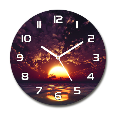 Wanduhr glas rund Sonnenuntergang