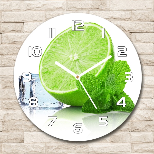 Wanduhr glas rund Limette mit Eis
