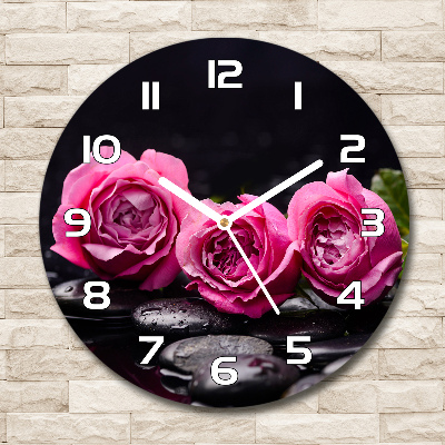 Wanduhr rund Rosa Rosen