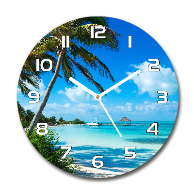 Wanduhr glas rund Tropischer Strand