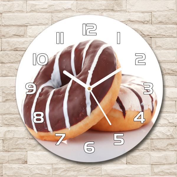 Wanduhr rund Schokoladen-Donuts