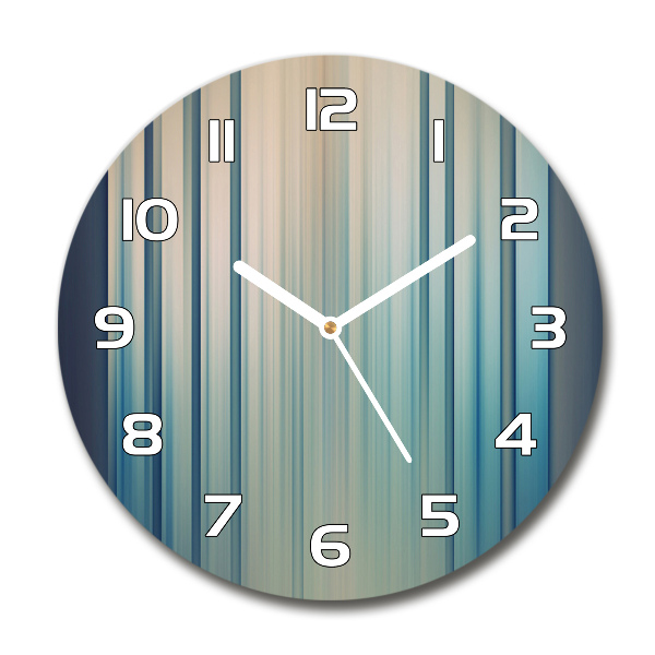 Wanduhr glas rund Blaue Streifen