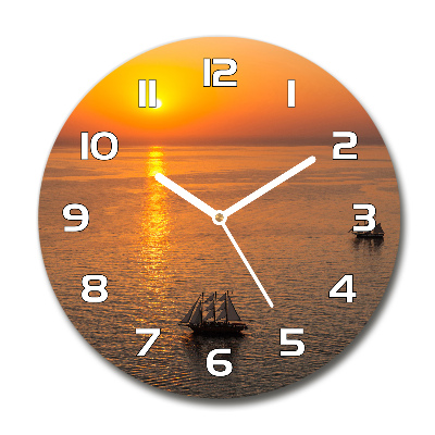 Wanduhr rund Sonnenuntergang am Meer