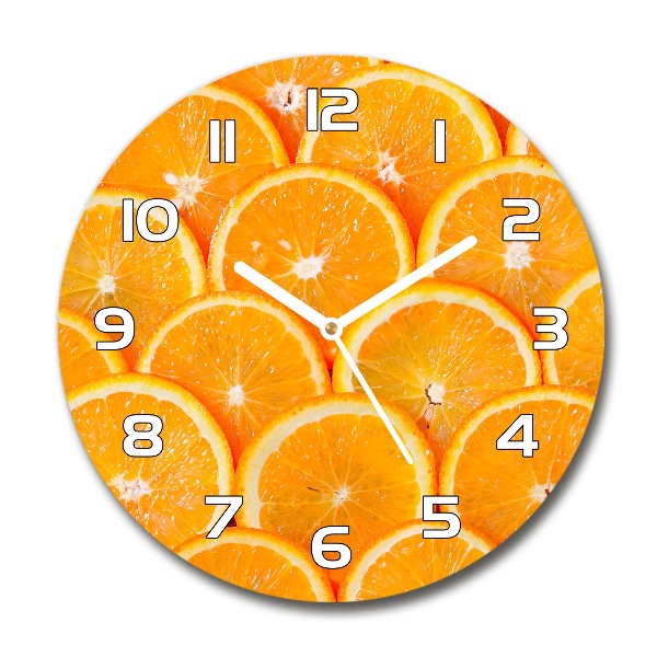Wanduhr glas rund Orangenscheiben