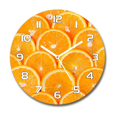 Wanduhr glas rund Orangenscheiben