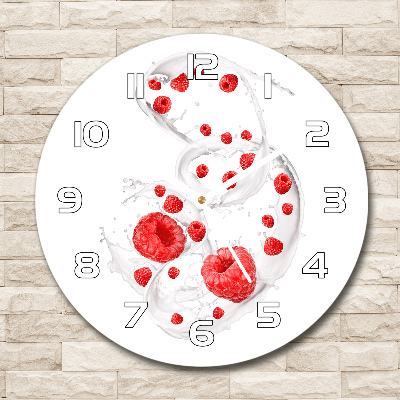 Wanduhr rund Himbeeren mit Milch