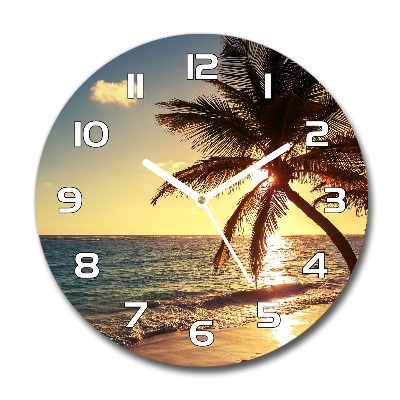Wanduhr glas rund Tropischer Strand